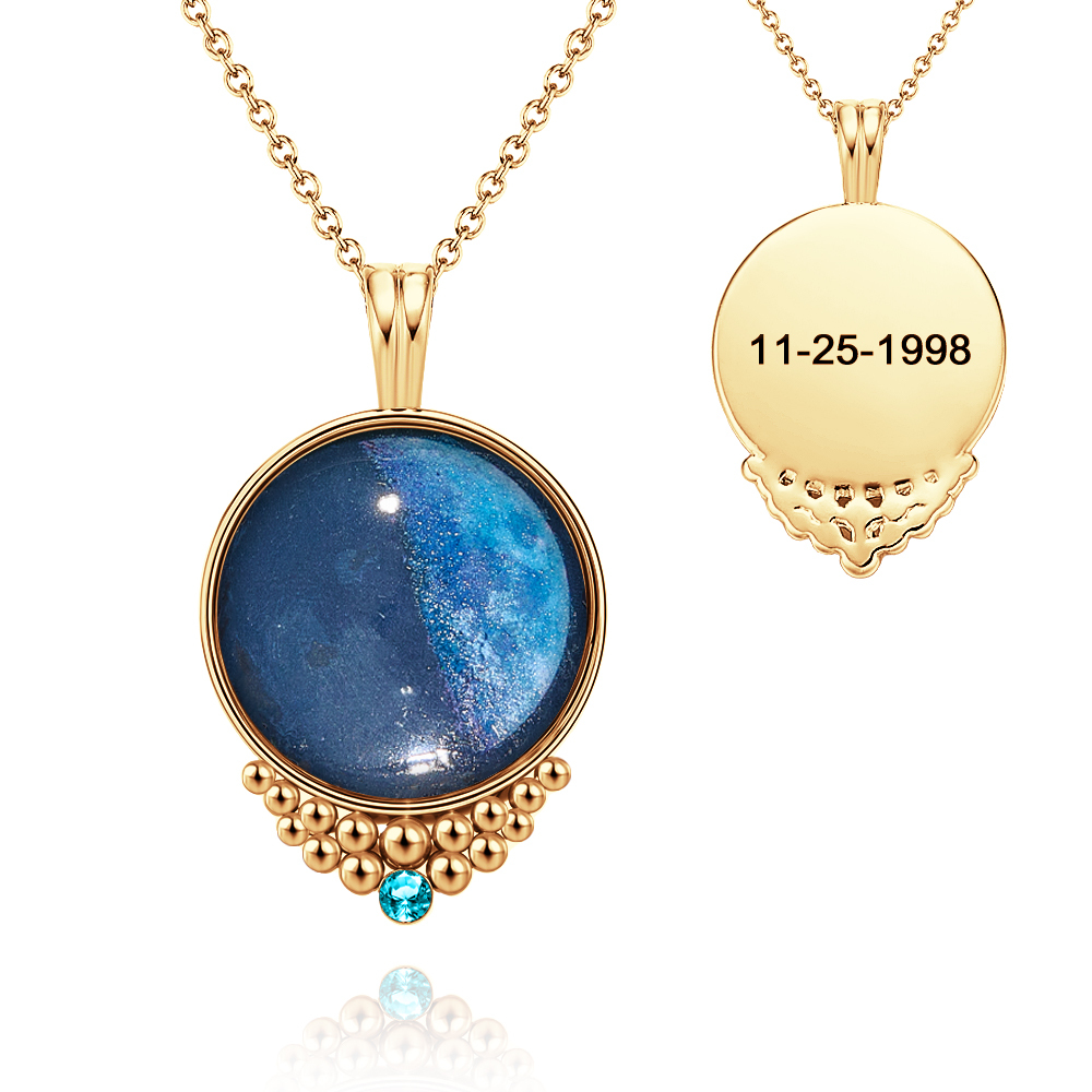 Collar Clásico Personalizado Con Piedra De Nacimiento Como Regalo Para Ella - CustWitES