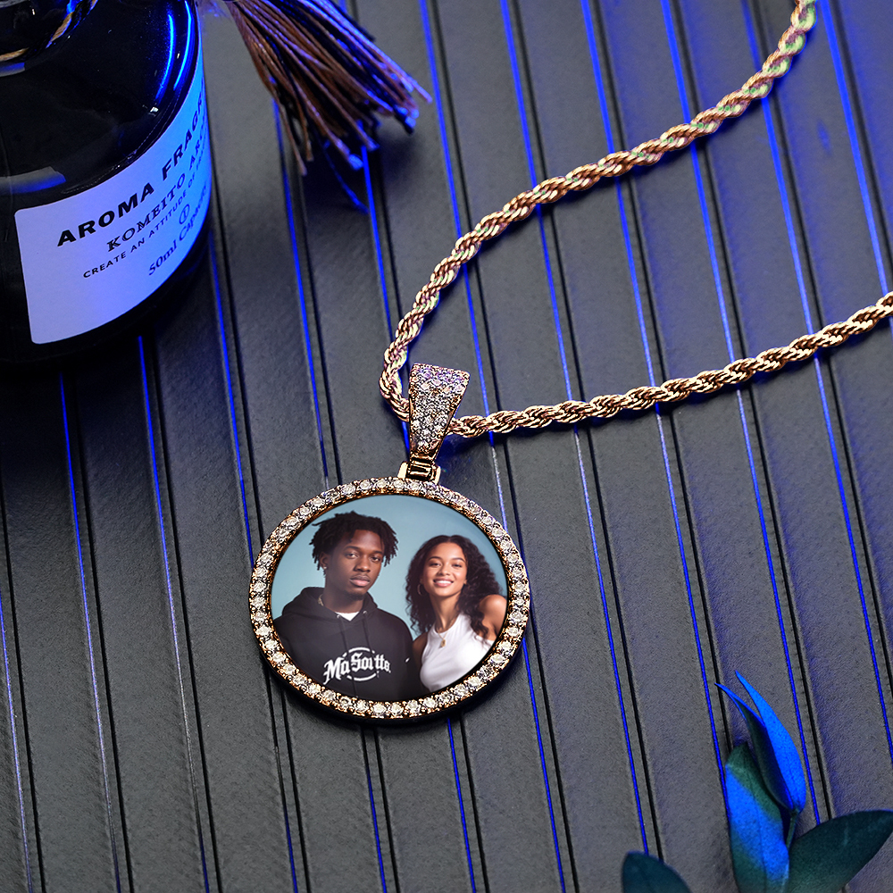 Custom Made Photo Circle Necklace & Pendant LARGE Hip Hop Round Pendant
