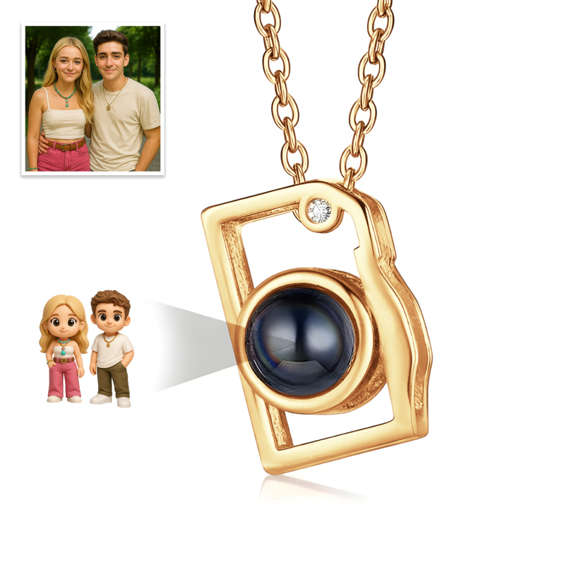 Custom Photo Necklace Cartoon Style Projection Creative Camera Shape Gifts Anniversary Gifts for Her
