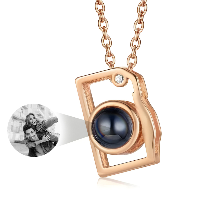 Custom Photo Necklace I Love You 100 Languages Projection Creative Camera Shape Gifts Anniversary Gifts for Girlfriend
