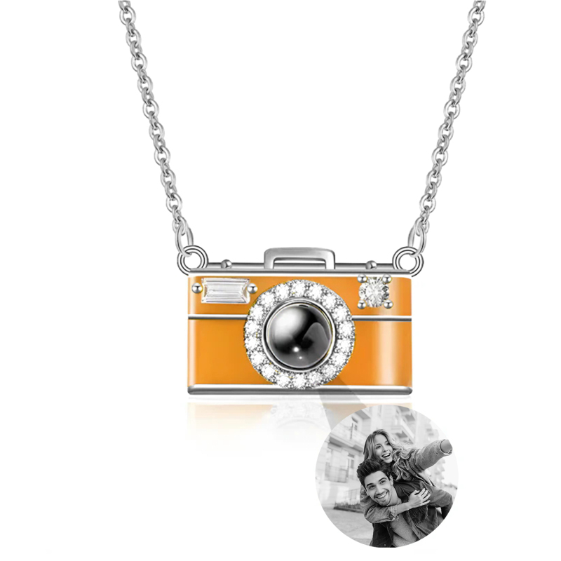Personalized Photo Necklace I Love You 100 Languages Projection Gem Camera Necklace Anniversary Gifts for Her