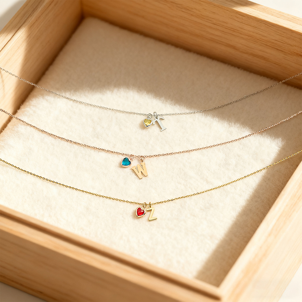 Collar Personalizado Con Piedra De Nacimiento En Forma De Corazón, Regalo De Aniversario, Cumpleaños Y Navidad Para Ella.