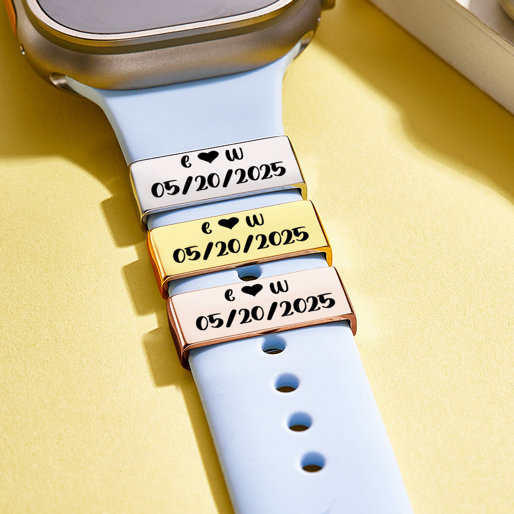 Personalized Watch Strap Charm Custom Letters & Date Smartwatch Charm