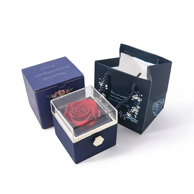 Reversible Preserved Flower Jewelry Box Blue