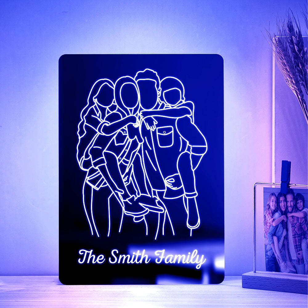 Espejo Rectangular Con Foto Personalizada, Lámpara Colorida Con Dibujo Lineal, Luz Led De Noche, Regalos Exquisitos Para El Hogar - CustWitES