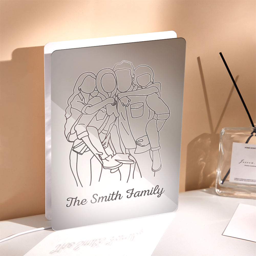 Espejo Rectangular Con Foto Personalizada, Lámpara Colorida Con Dibujo Lineal, Luz Led De Noche, Regalos Exquisitos Para El Hogar - CustWitES