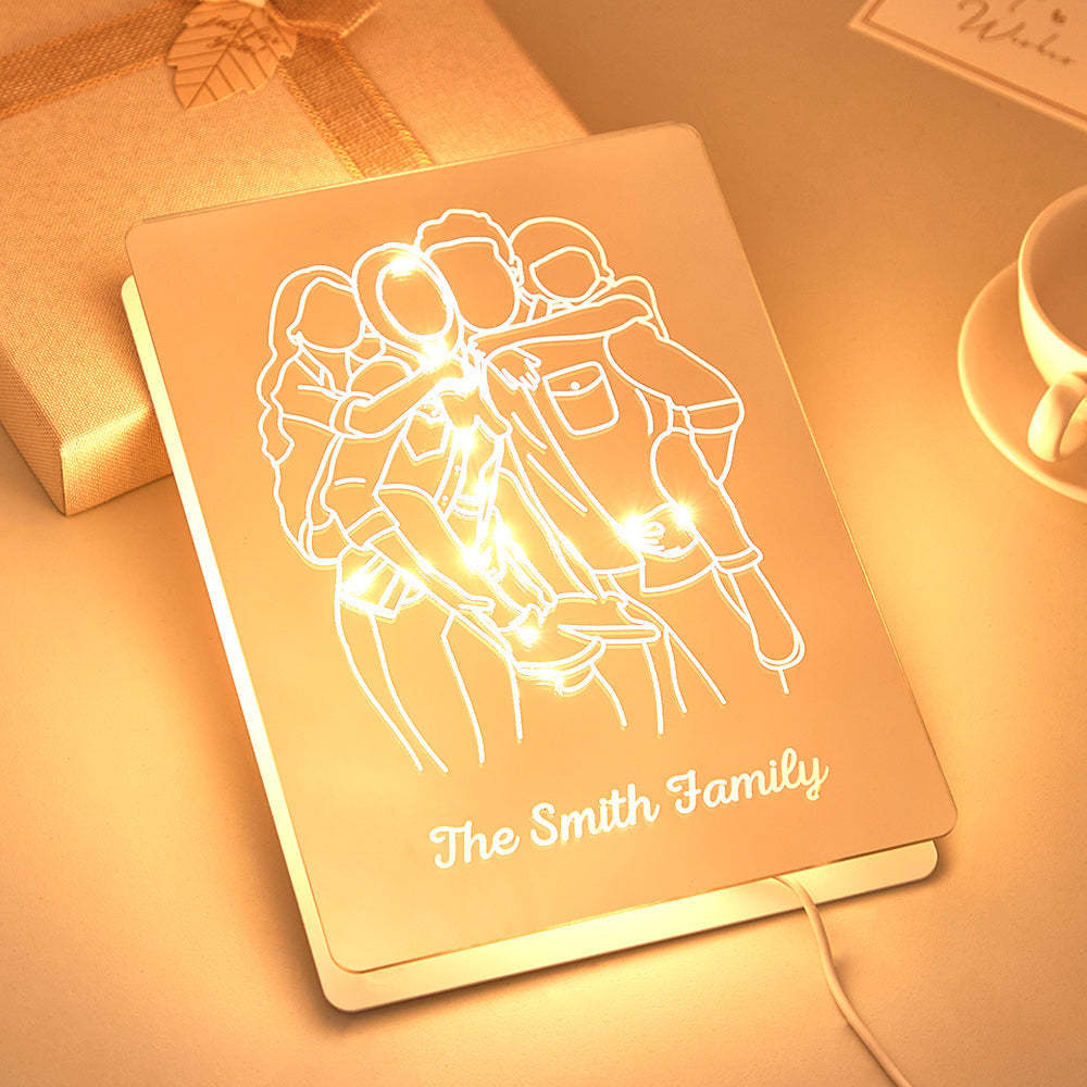 Espejo Rectangular Con Foto Personalizada, Lámpara Colorida Con Dibujo Lineal, Luz Led De Noche, Regalos Exquisitos Para El Hogar - CustWitES