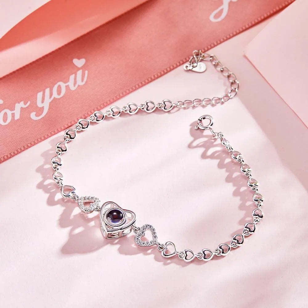 Pulseras De Proyección De Acero Inoxidable, Pulseras De Proyección Personalizadas, Pulseras Tejidas Con Foto, Regalos Conmemorativos - CustWitES