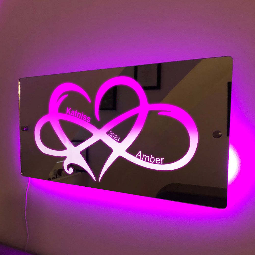 Espejo Con Luz Y Nombre Personalizado, Regalo Para Pareja - CustWitES