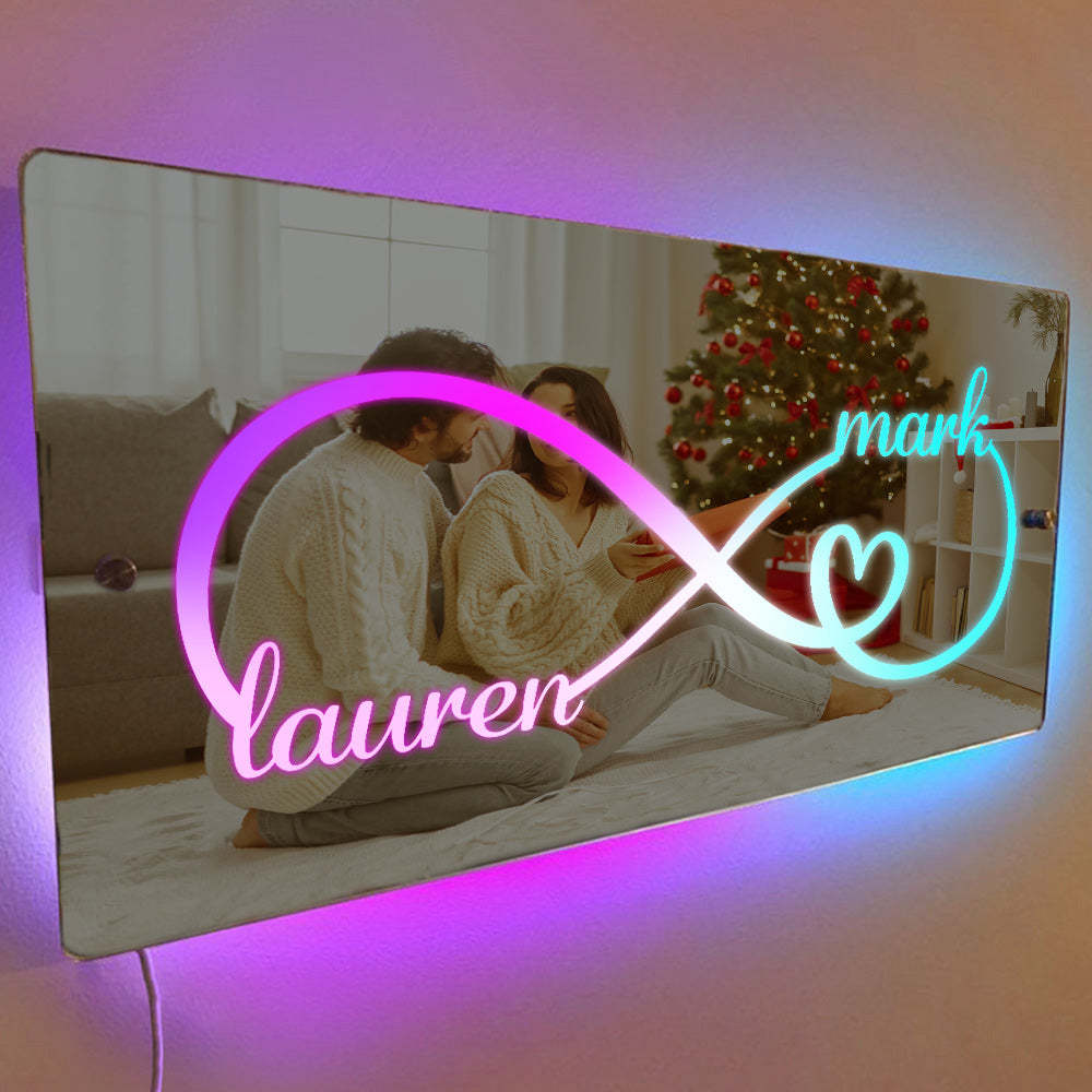 Espejo Con Luz Y Nombre Personalizado Para San Valentín, Regalos Personalizados Para Parejas - CustWitES