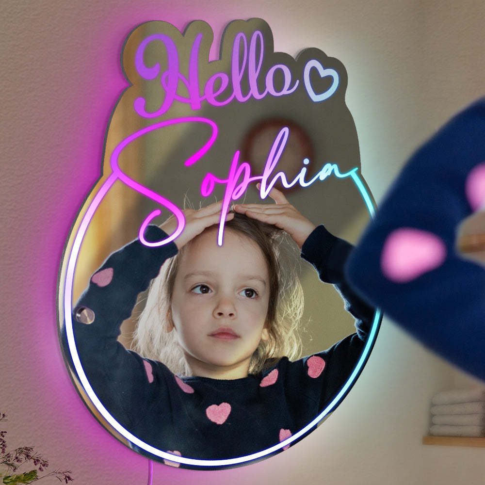 Espejo Con Nombre Personalizado, Luz De Tocador, Hola, Hermoso Regalo Para Ella - CustWitES