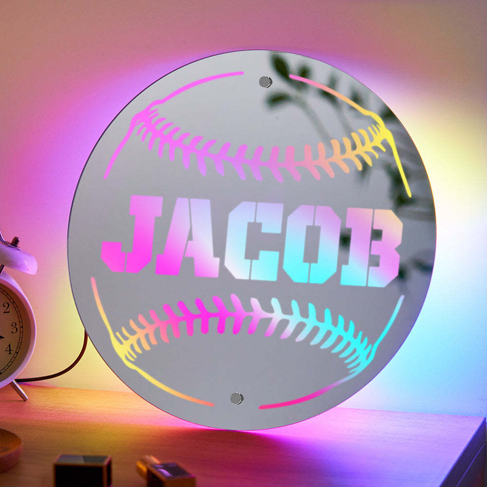 Luz De Espejo De Béisbol Con Nombre Personalizado, Regalo Para Novio - CustWitES