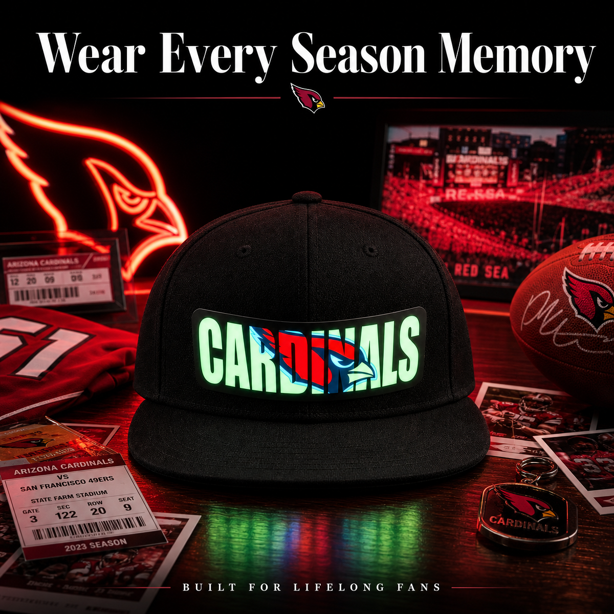 Football Fan LED Light-Up Snapback Cap