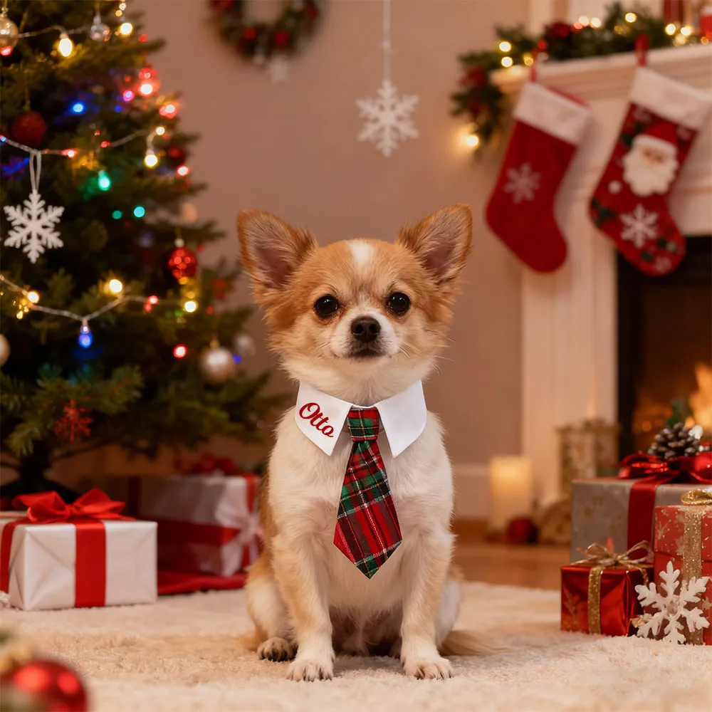 Corbata Navideña Personalizada Con Nombre Para Mascotas: Regalo Perfecto Para Amantes De Los Animales.