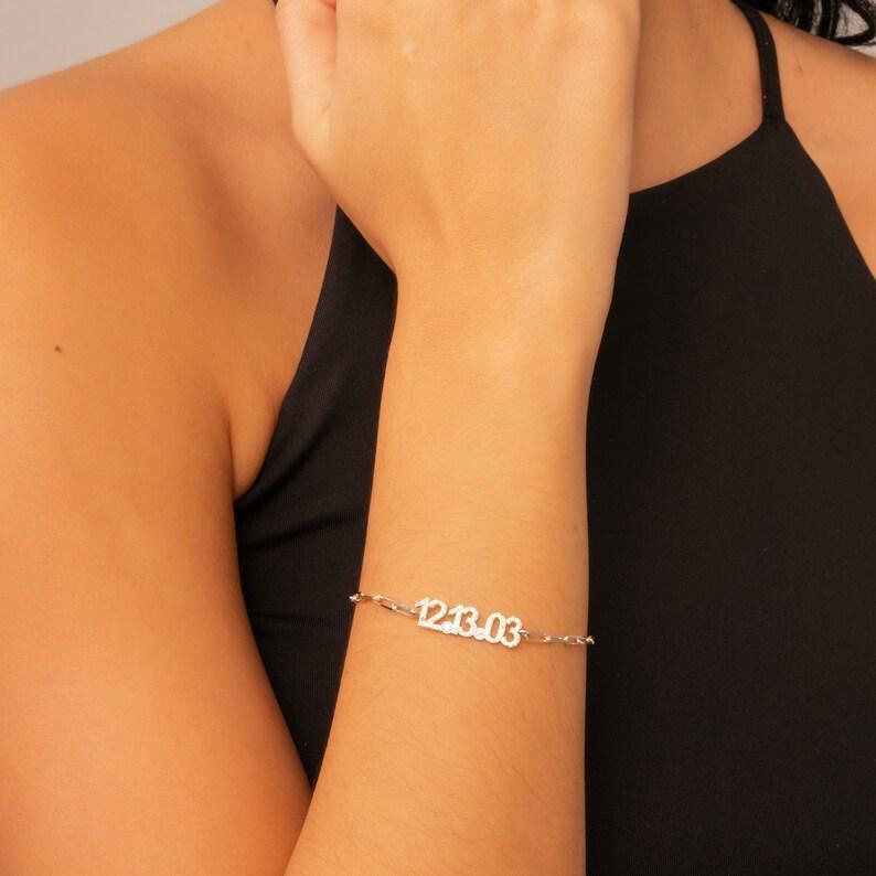 Pulsera Personalizada Con Fecha Y Piedra De Nacimiento Regalo Personalizado De Aniversario O Cumpleaños Para Ella