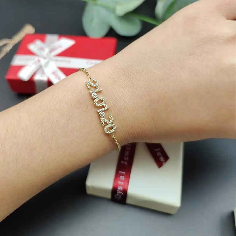 Pulsera Personalizada Con Fecha Y Piedra De Nacimiento Regalo Personalizado De Aniversario O Cumpleaños Para Ella