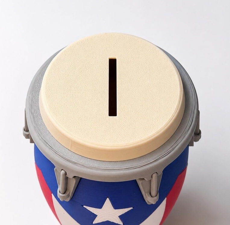 3D Impreso Conga Drum Piggy Bank Coin Bank Can Cooler, Decoración De La Bandera De Cuba, Regalo Amante De La Música - CustWitES