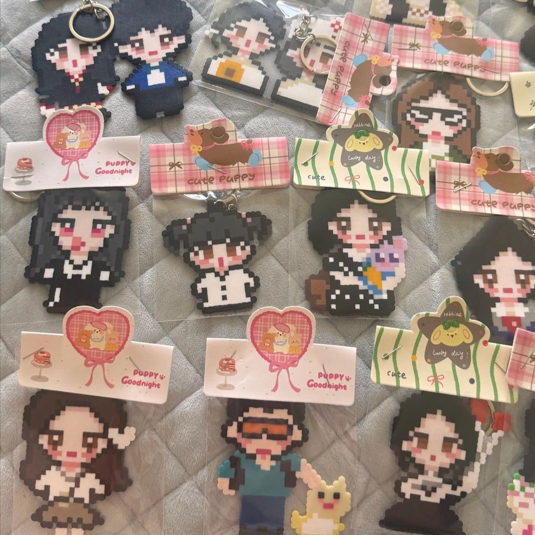 Custom Pixel Bead Art Personalized Photo Keychain Portrait Gift