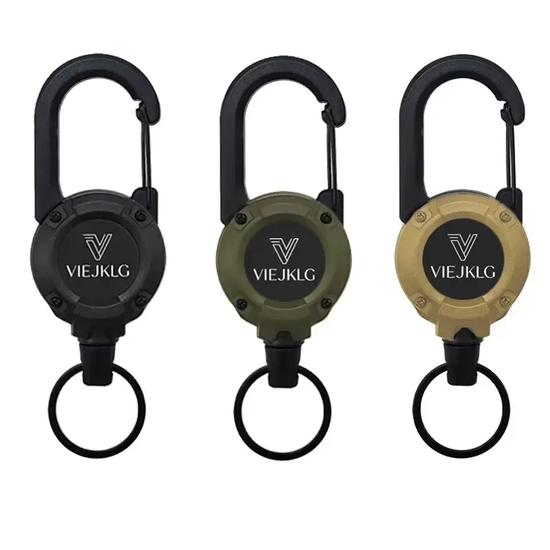 3 en 1 nuevo llavero de mosquetón de carrete retráctil multifuncional, hebilla de cuerda de alambre de acero fuerte, llavero de herramienta para deportes al aire libre accesorios - CustWitES