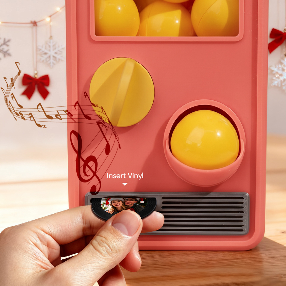 (Pre-Sale, Ships on 25/10) Personalized Music and Photo Music Gachapon Machine Custom Song Mini Record Box Retro Christmas Gifts for Her