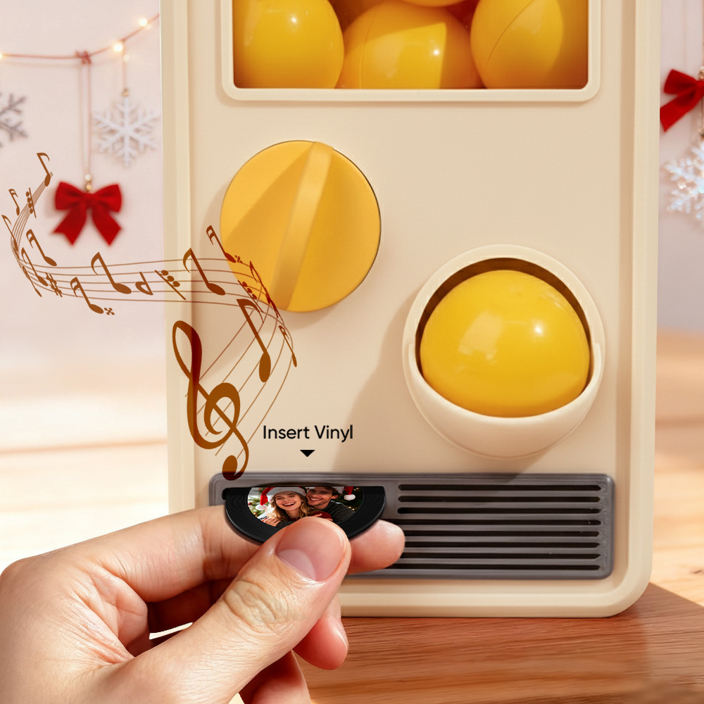 (Pre-Sale, Ships on 25/10) Personalized Music and Photo Music Gachapon Machine Custom Song Mini Record Box Retro Christmas Gifts for Her