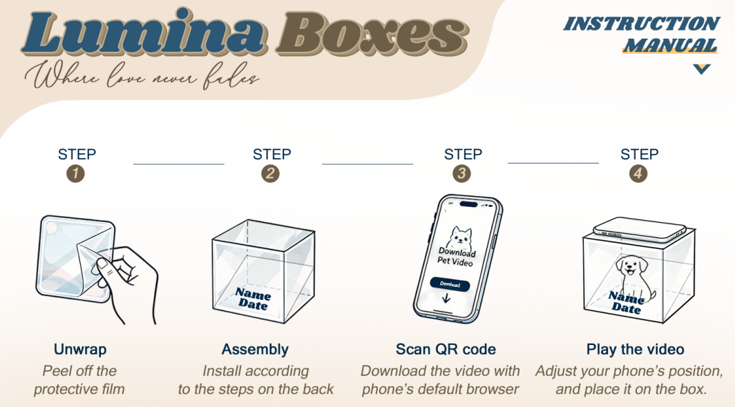 Casa Holográfica Para Mascotas En 3d, Lumina Boxes, Expositor Conmemorativo Personalizado Para Mascotas, Imagen Holográfica Cristalina - CustWitES