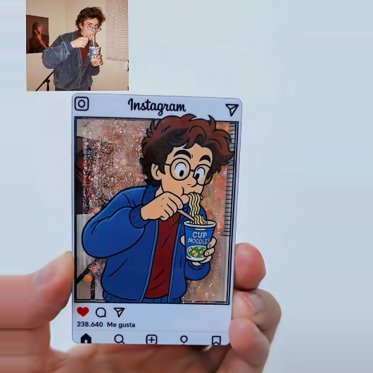 Custom Cartoon Photo Glitter Acrylic Fridge Magnet Instagram Style Personalized Gift - CustWitUK