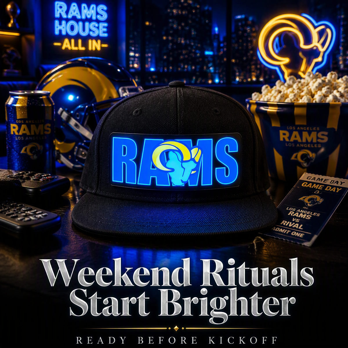 Football Fan LED Light-Up Snapback Cap