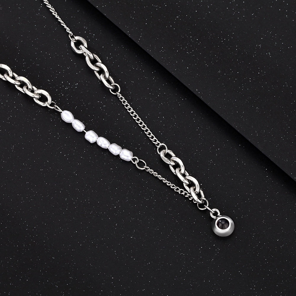 Foto Personalizada Colar Projeção Gem Pérola Clipe De Papel Corrente Colar Presentes De Aniversário Para Ela - CustWitPT