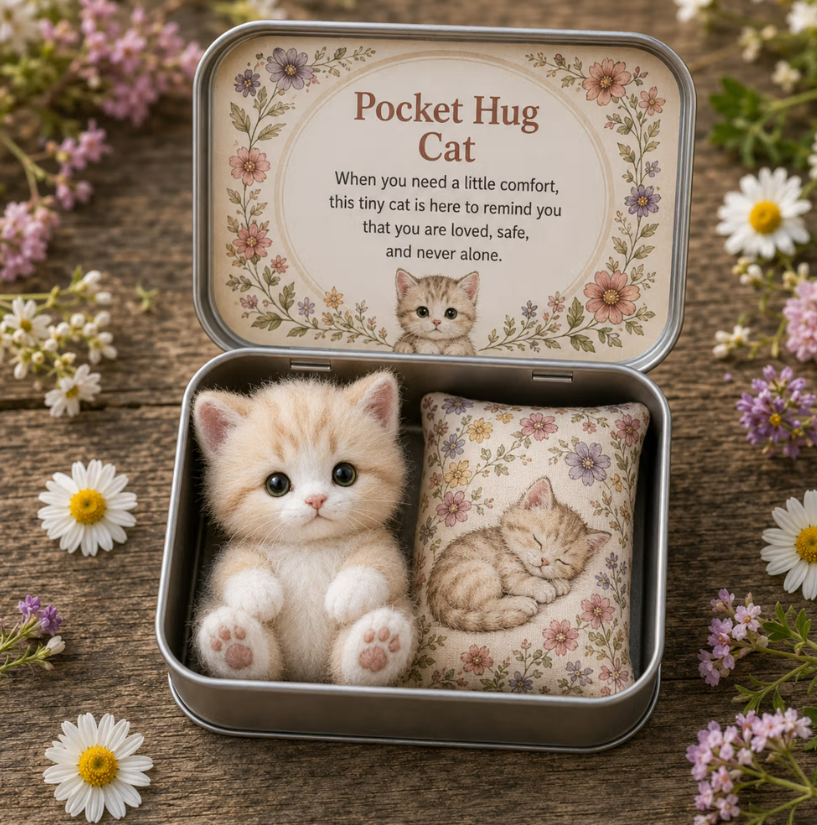 Personalized Pocket Hug Mini Plush Animal Gift Box with Name, Comfort Keepsake Tin with Cute Stuffed Animal, Heartfelt Gift for Family/Friends