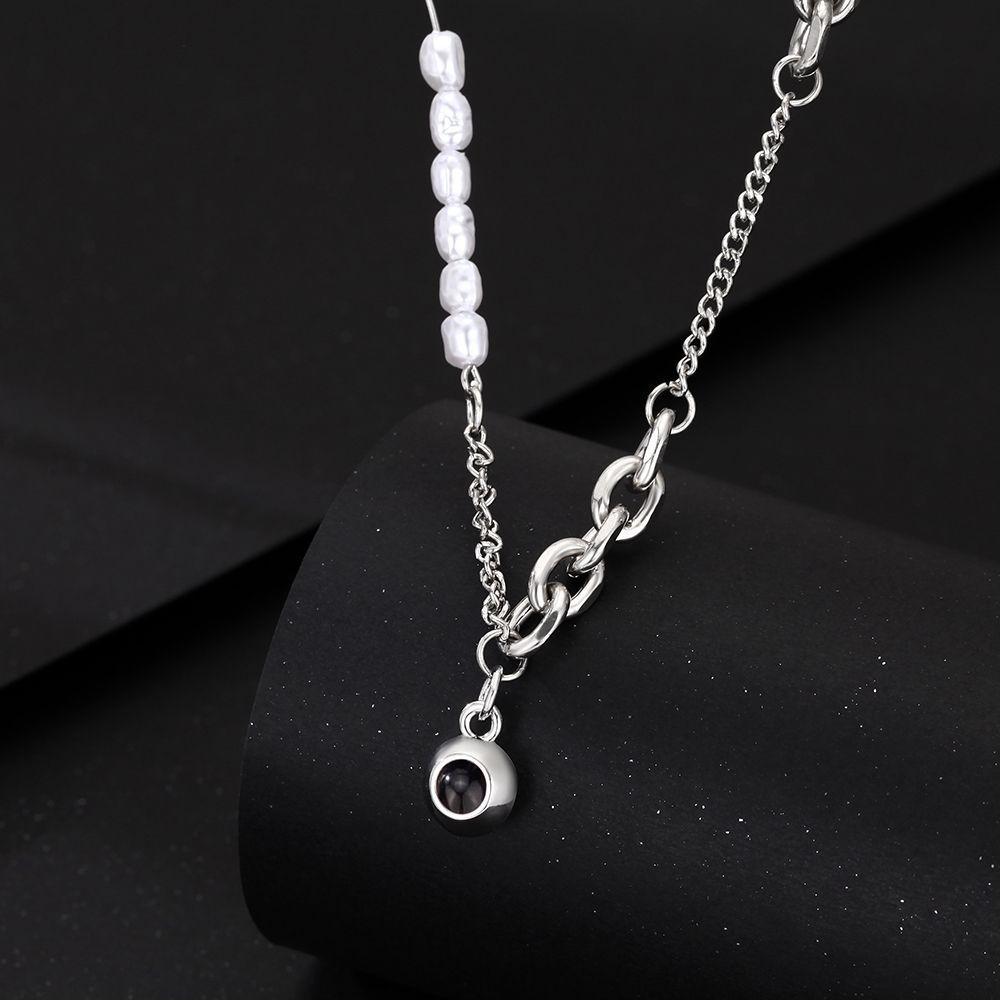 Foto Personalizada Colar Projeção Gem Pérola Clipe De Papel Corrente Colar Presentes De Aniversário Para Ela - CustWitPT