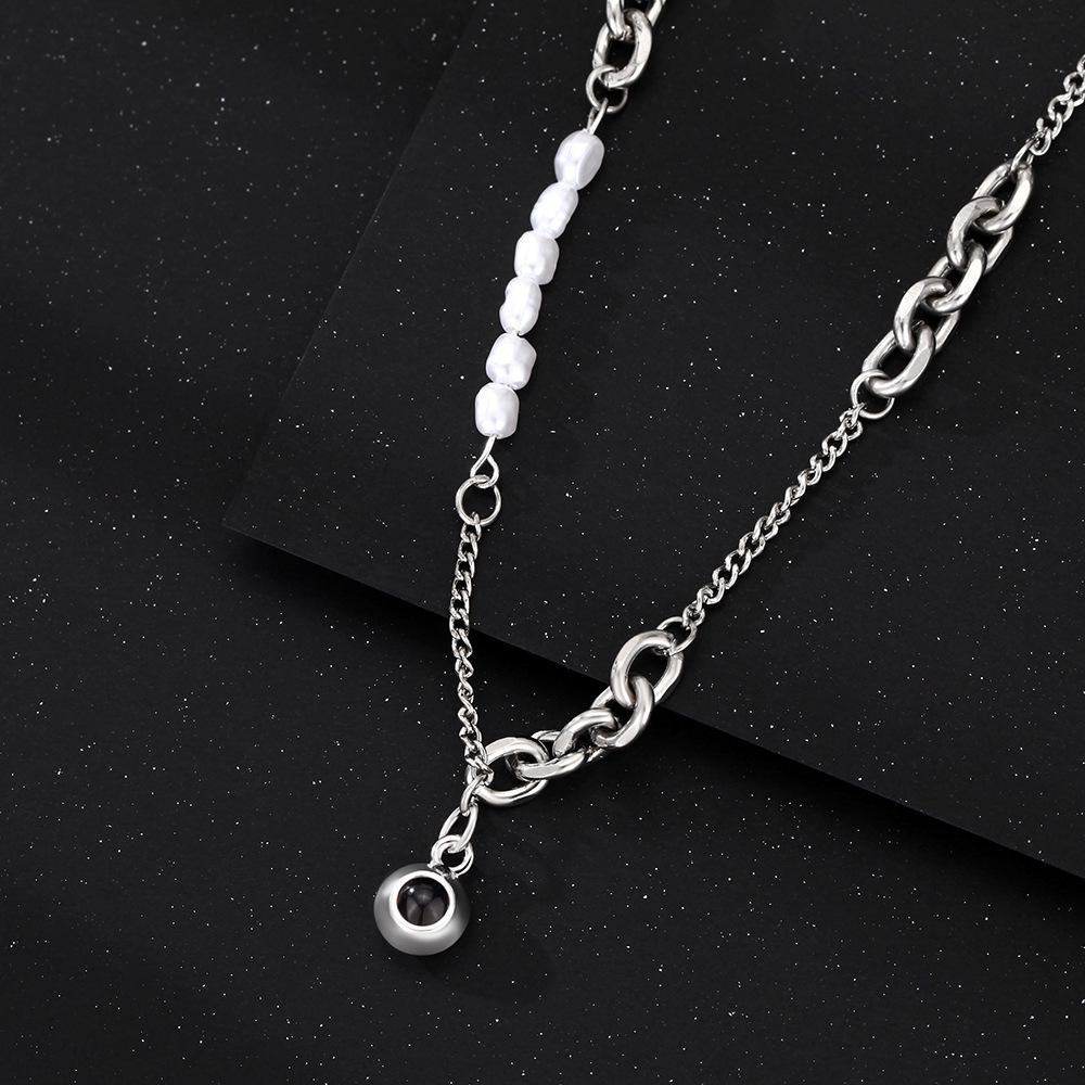 Foto Personalizada Colar Projeção Gem Pérola Clipe De Papel Corrente Colar Presentes De Aniversário Para Ela - CustWitPT