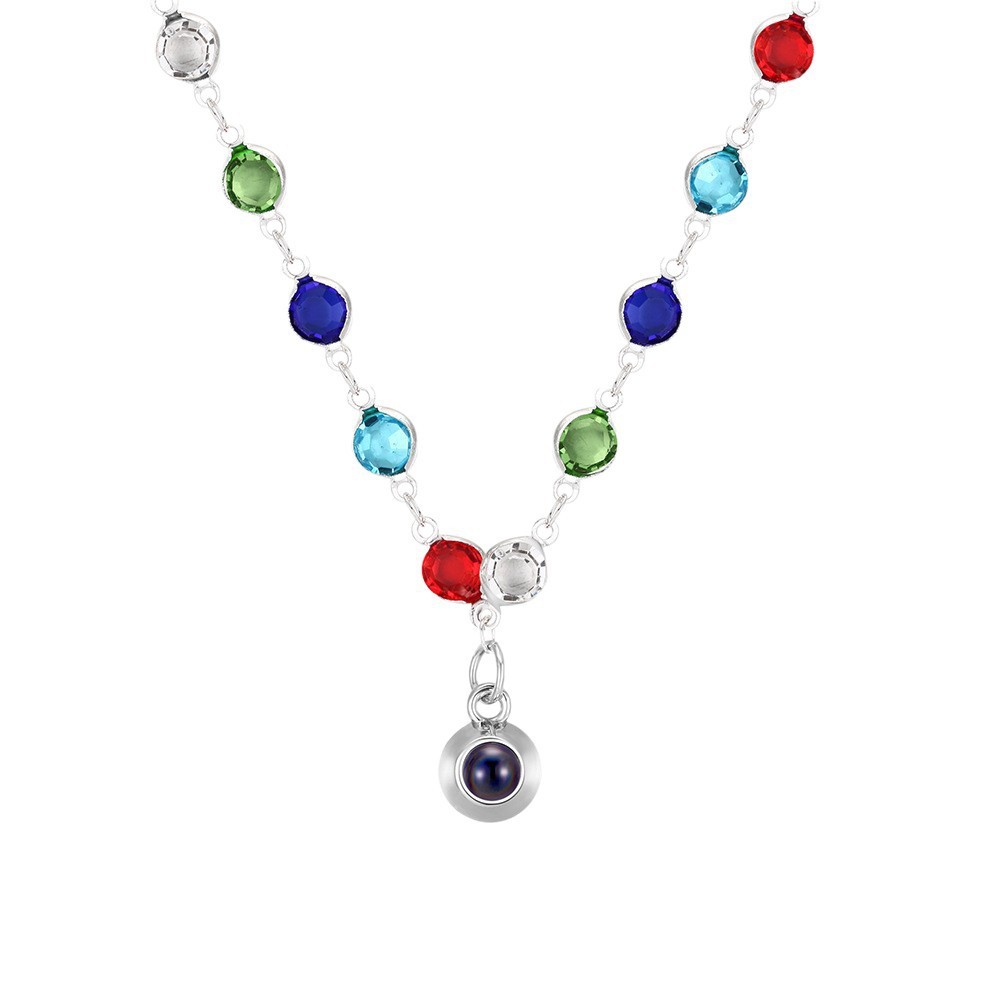 Colar De Cristal Colorido Personalizado Com Foto E Projeção De Joias, Presente De Aniversário Para Ela - CustWitPT