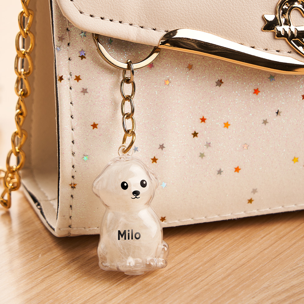 Dog Hair Collector Keychain Bag Charm Memorial Storage Box Sentimental Perfect for Storing Pet Hair Gift for Dog Lovers - CustWit