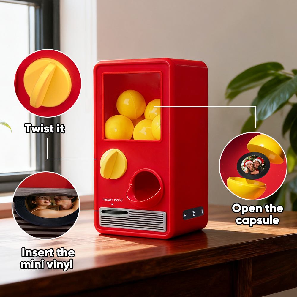 (Pre-Sale, Ships on 25/10) Personalized Music and Photo Music Gachapon Machine Custom Song Mini Record Box Retro Gifts for Her
