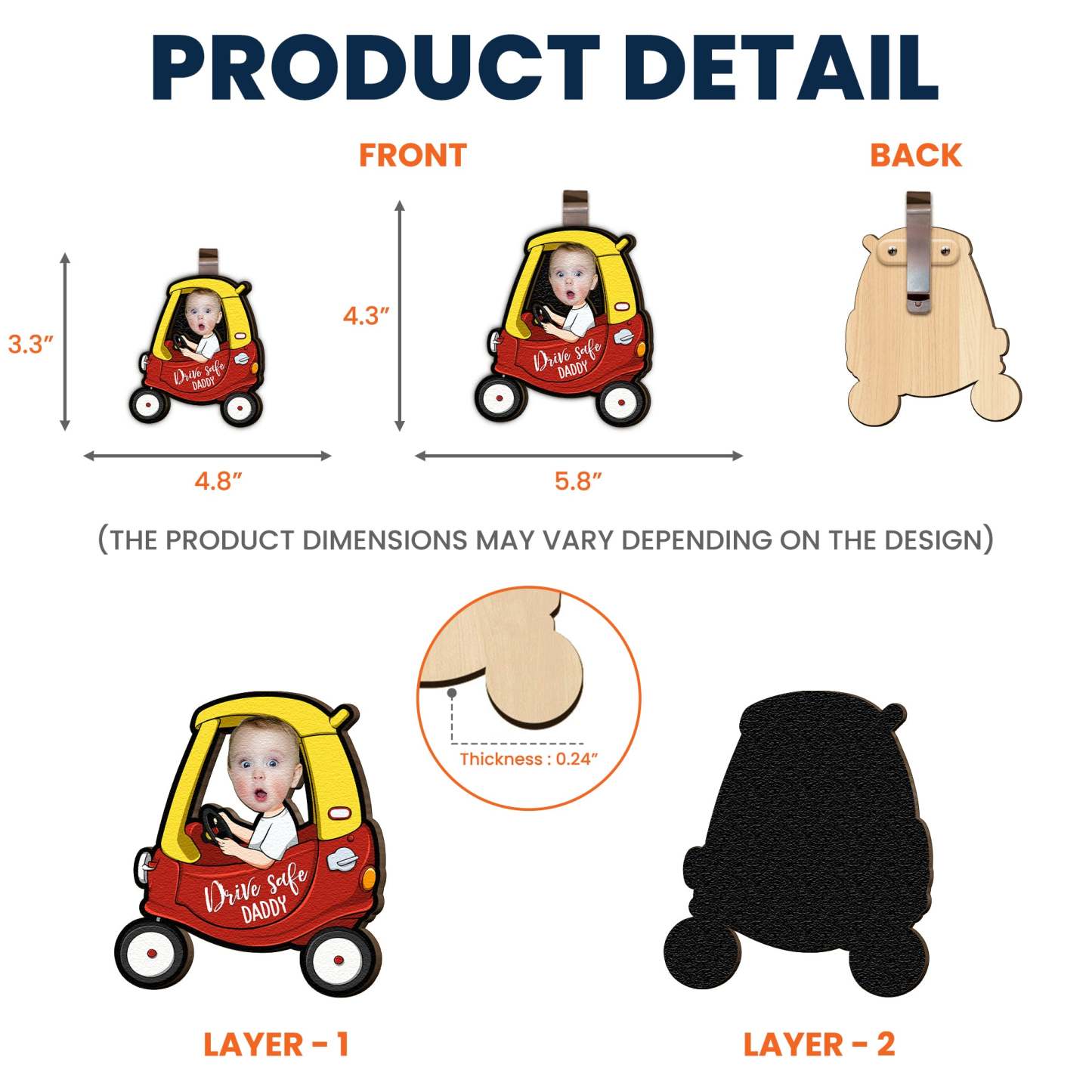 Drive Safe Lembrete De Madeira Personalizado Com Clipe De Viseira De Carro Para Presente Para O Pai - CustWitPT