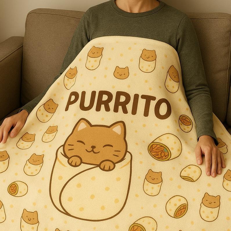 Manta Purrito Fofa – Cobertor Divertido e Aconchegante para Amantes de Gatos