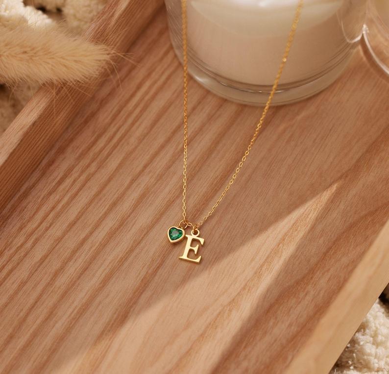 Colar Personalizado Com Pedra De Nascimento Em Formato De Coração, Presente De Aniversário E Natal Para Ela