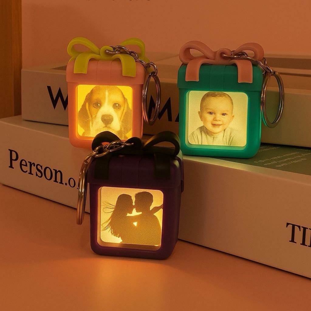 Chaveiro Com Foto Personalizada E Espelho, Chaveiro Com Foto Oculta Personalizada, Presente De Natal Perfeito Para Família Ou Casal