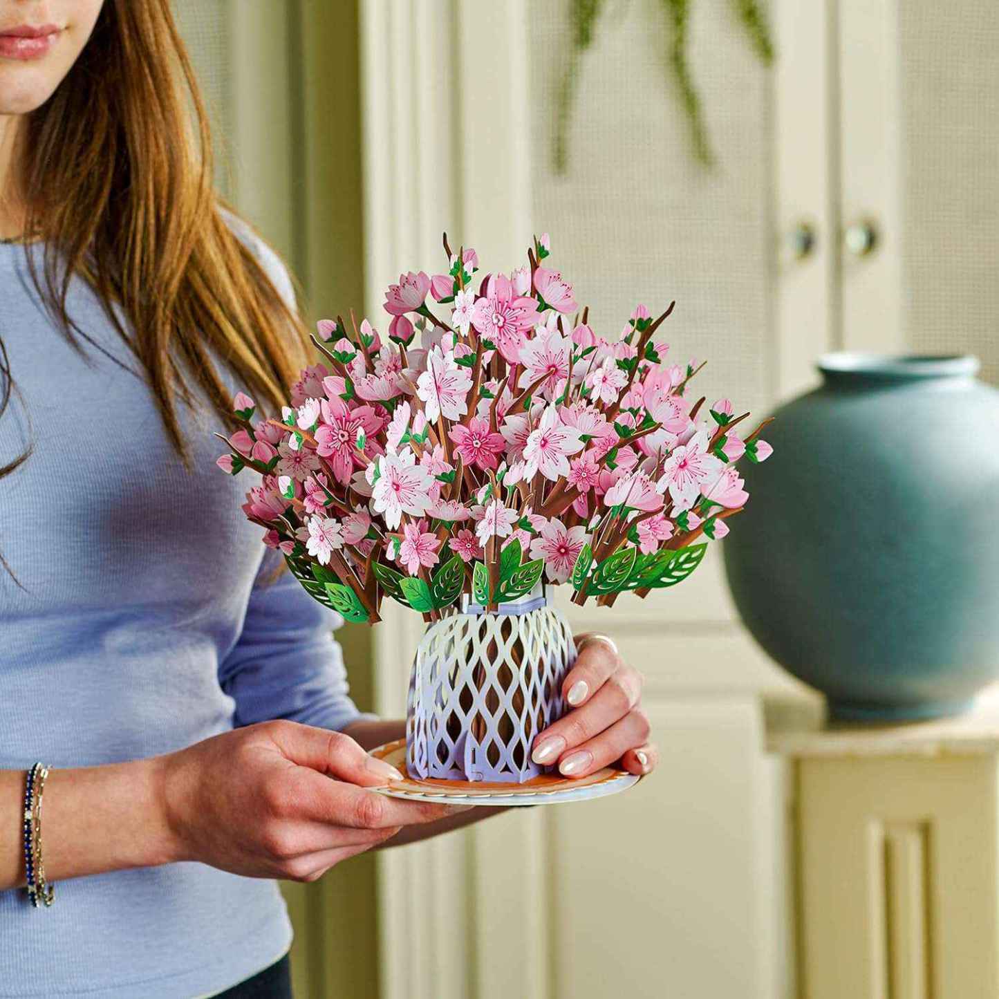 Cartão De Dia Dos Namorados Com Buquê De Flores Pop-up 3d – Design Romântico De Flor De Cerejeira