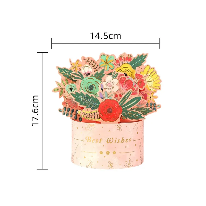 Cartão De Dia Dos Namorados Com Buquê De Flores Pop-up 3d – Design Romântico De Flor De Cerejeira