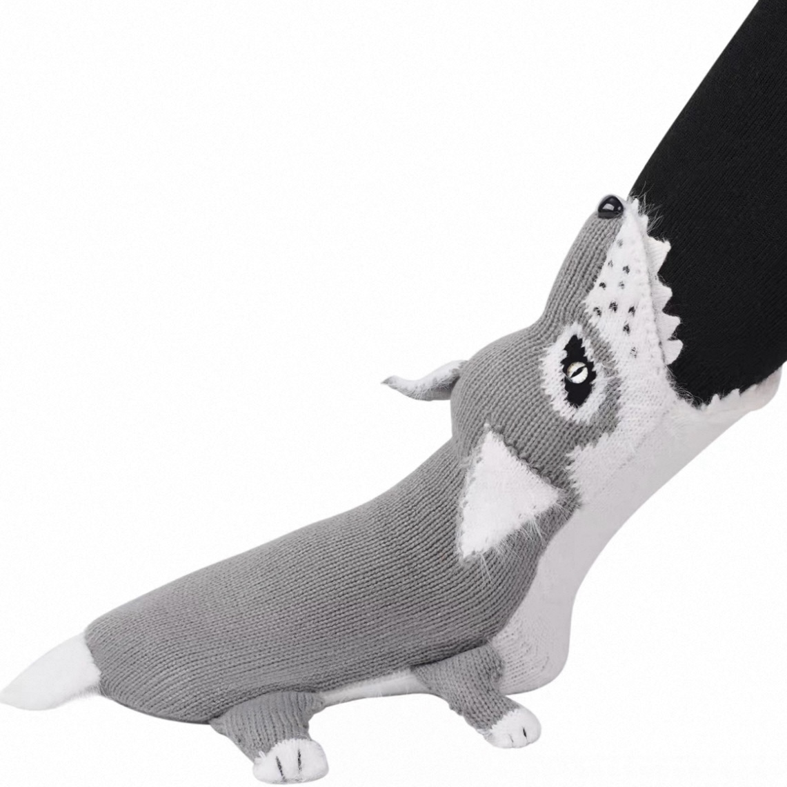 Meias de Tricô com Animais Divertidos – Design de Husky, Presente de Inverno