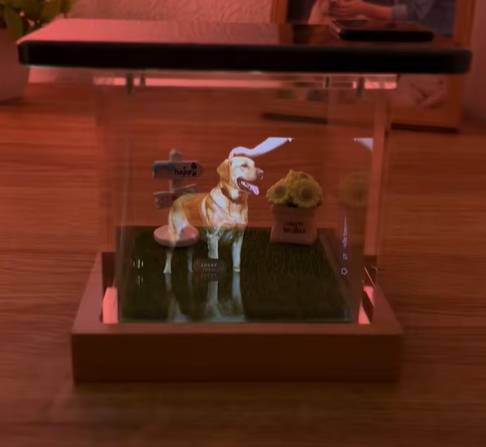 Pet Digital Hologram House with Wooden Base