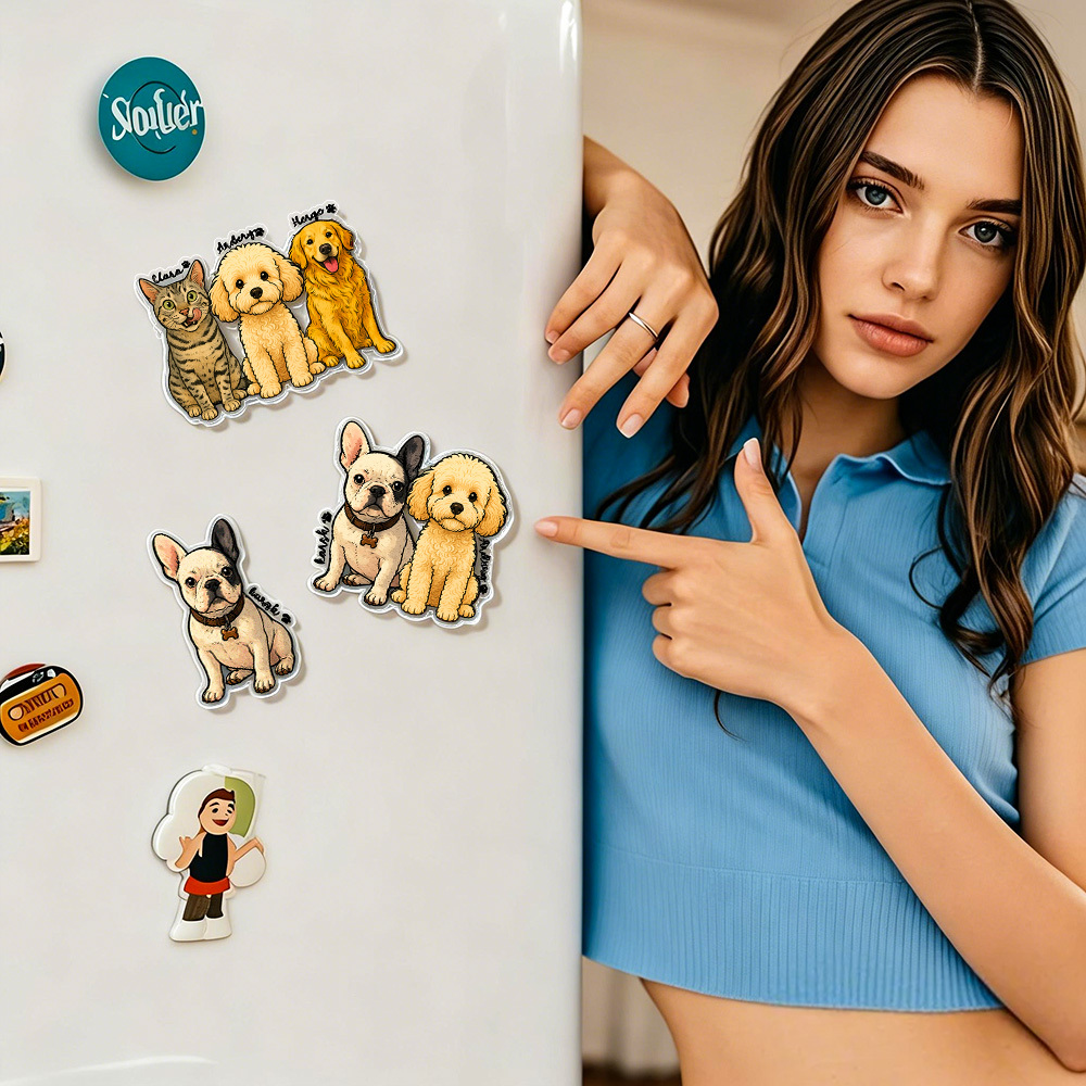 Ímã Acrílico Personalizado de Pet – Presente para Amantes de Cães e Gatos