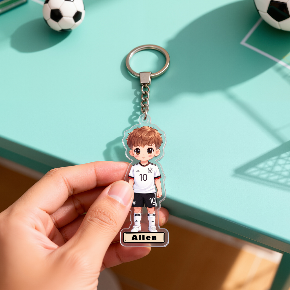 Porta-chaves Acrílico Chibi com Nome – Personagem de Foto Personalizado