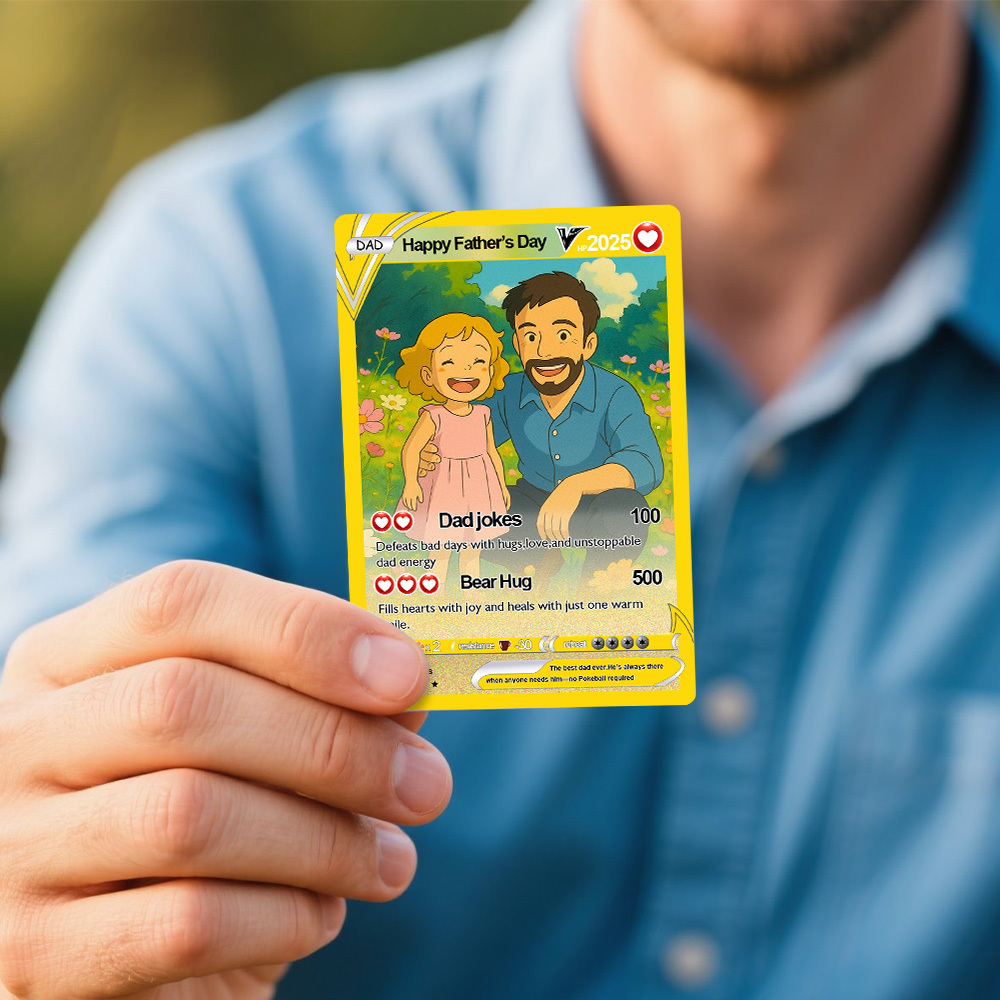 Cartão Pokémon Para O Dia Dos Pais, Cartão Pokémon Personalizado, Presente Para O Pai, Presente Para O Dia Dos Pais, Presente Pokémon Personalizado - CustWitPT