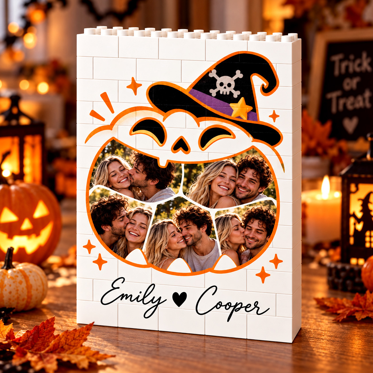 Moldura De Quebra-cabeça De Tijolos Com Foto Personalizada - Construa Seu Amor, Um Presente De Natal Para Casal Romântico - CustWitPT