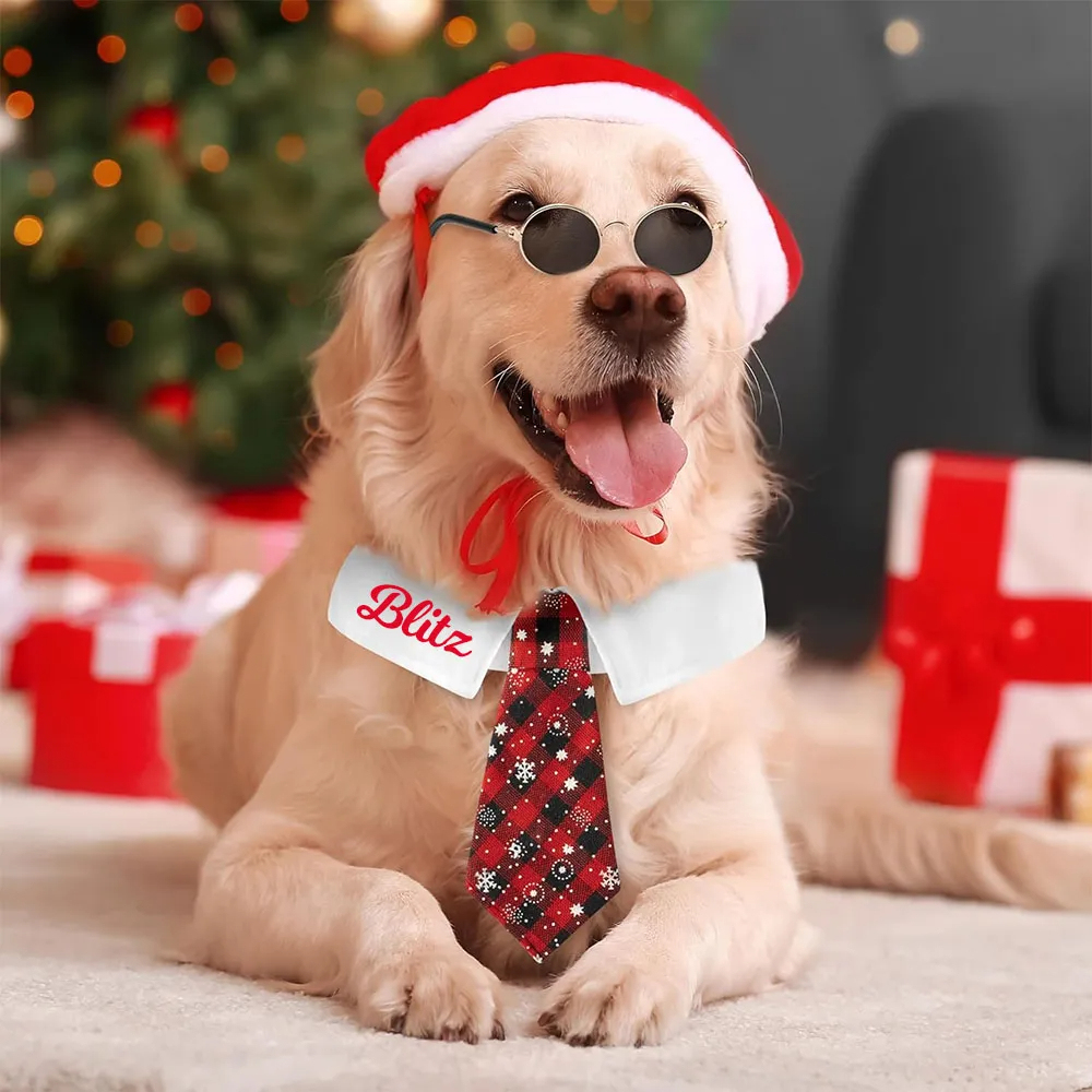 Gravata De Natal Personalizada Com Nome Para Animais De Estimação, Um Presente Perfeito Para Quem Ama Pets.