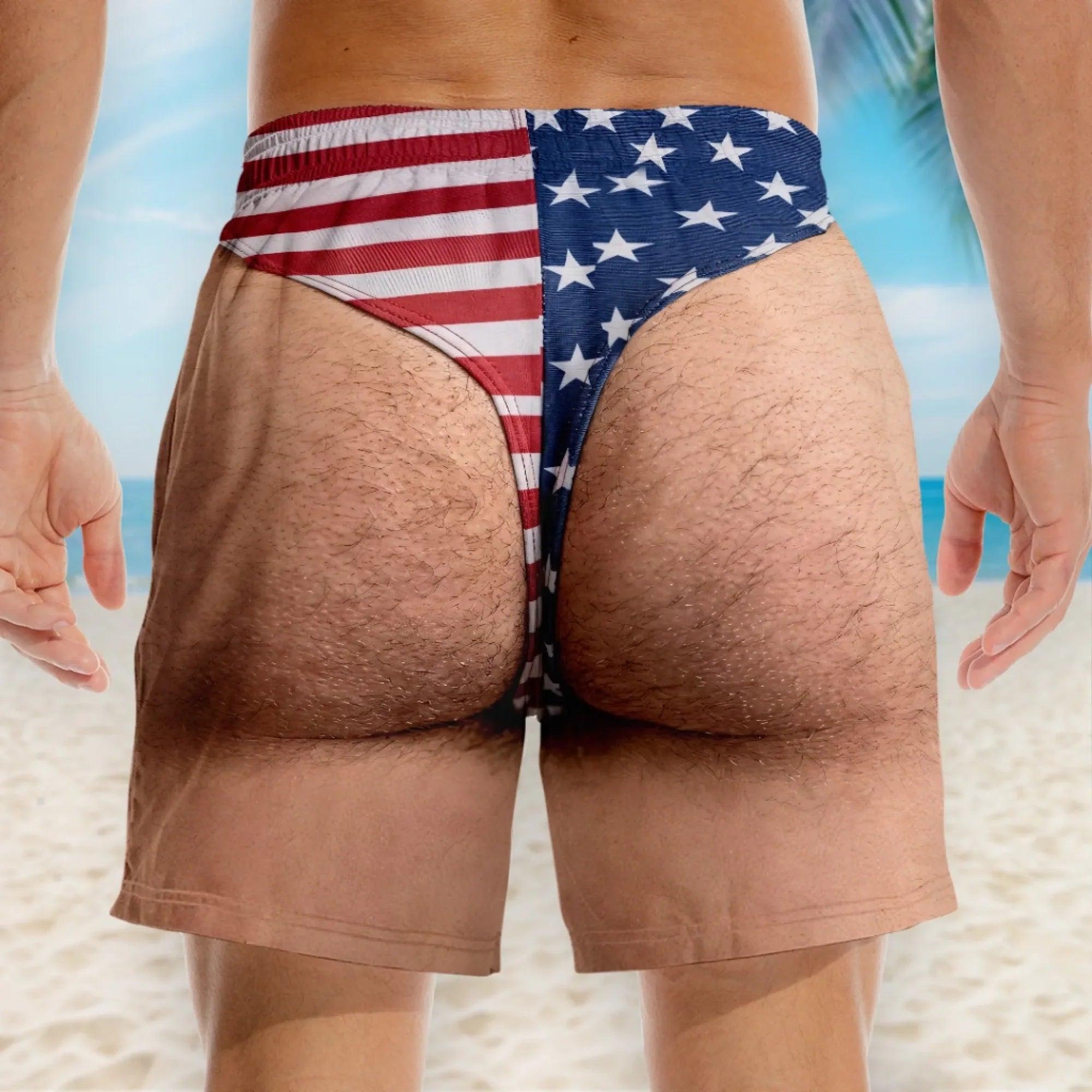 Calções De Banho Masculinos Patrióticos Engraçados E Personalizados - Férias De Verão Personalizadas E Presentes De Viagem Para Homens - Liberdade E Relaxamento