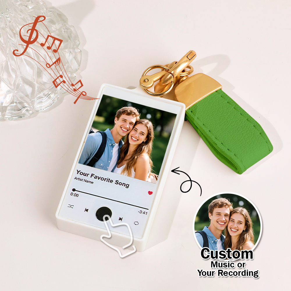 Custom Keychain With Photo and Text – Meaningful Gift with Your Personalized Music or Recording For Dad, Mom, Family, Friends